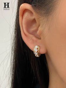 Custom 925 Sterling <b>Silver</b> Wide <b>Huggie</b> Earrings Elegant Thick Gold Plated 3-Stone Row Diamond J-Hoop Earrings Wholesale - Product Image 1