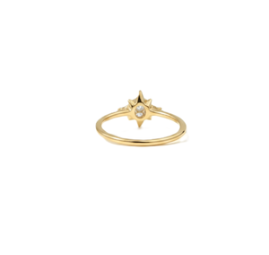 Bague étoile en or jaune massif 10K 14K avec grappe de diamants de laboratoire, fine et délicate, pour promesse, fiançailles ou demande en mariage - Product Image 2