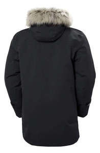 Veste parka d'hiver noire pour homme, doublure en fausse fourrure, coupe-vent, fermeture éclair, doudoune - Product Image 6