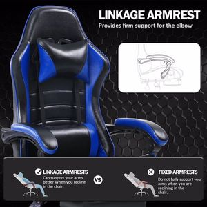 Sedia da Gaming Ergonomica Girevole con Poggiapiedi in Pelle PU per Adulti, Reclinabile, con Supporto Lombare per Ufficio e Gaming - Product Image 2
