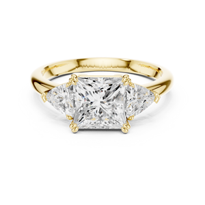 Anillo de Compromiso de Oro Amarillo de 14K con Diamante Cultivado en Laboratorio Certificado por IGI de 2CT, Corte Princesa y Corte Trillón Lateral, para Aniversario o Boda - Product Image 1