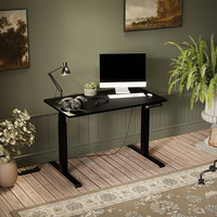 Bureau de jeu électrique réglable en hauteur pour télétravail, table de travail PC assis-debout avec pieds métalliques pour salle de jeux à domicile