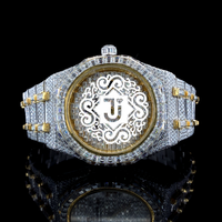 Montre mécanique de luxe en acier inoxydable plaqué or rose avec moissanite de qualité supérieure, idéale pour les boutiques de mode, les cadeaux et la revente.