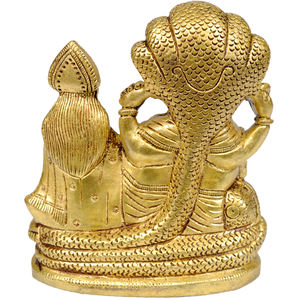 ประติมากรรมทองเหลือง4นิ้วทำด้วยมือของ lakshmi-vishnu นั่งอยู่บน sheshnag ทำในอินเดียสำหรับให้เป็นของขวัญ - Product Image 2
