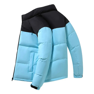 Men's Color Blocking Puffer Jacket Stand Collar Windproof <b>Thick</b> <b>Winter</b> <b>Coat</b> Polyester Wadding Regular Fit Casual Style - Product Image 2