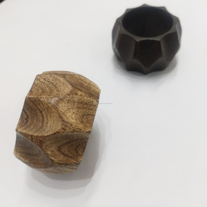 Modern Sculpted Wooden <b>Napkin</b> Rings Set Handcrafted Polygon Wood <b>Napkin</b> <b>Holders</b> for Dining Table Decor Unique Accessories - Product Image 1