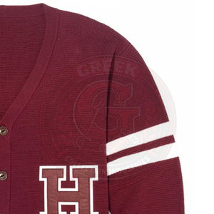 Cárdigan personalizado para mujer de hermandades universitarias, suéter de punto acrílico con cuello en V para hombre, logotipo bordado griego universitario, estilo universitario de invierno - Product Image 6