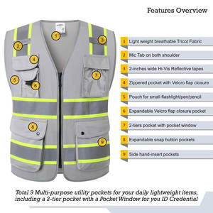 เสื้อกั๊กนิรภัยสะท้อนแสง Vithas Industry สำหรับทุกเพศ ผลิตจากผ้าฝ้าย ระบายอากาศได้ดี พิมพ์ลายป้องกันรังสียูวี พร้อมกระเป๋าและซิป - Product Image 5