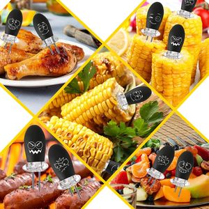 ที่จับข้าวโพดสแตนเลสลายหน้ายิ้ม 10 ชิ้น/5 คู่ ชุดอุปกรณ์บาร์บีคิว ที่จับข้าวโพดและส้อมเสียบสำหรับยึดข้าวโพดบนฝัก - Product Image 4