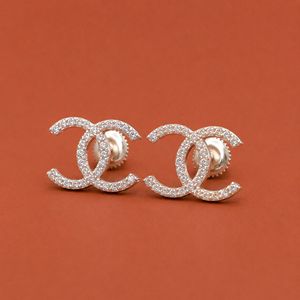 Luxury Double C Inspired <b>Earrings</b> With Moissanite Detailing 925 <b>Sterling</b> <b>Silver</b> <b>Stud</b> <b>Earring</b> Gift for Women - Product Image 3