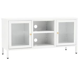 Supporto TV bianco in acciaio e vetro da 41,3"x13,8"x20,5" dal design moderno per l'intrattenimento domestico - Product Image 2