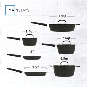 Set di Pentole in Ceramica Antiaderente 10 Pezzi Nero in Alluminio Pressofuso Compatibile con Induzione Durevole ed Ecologico Modello D0100XFASTY - Product Image 2