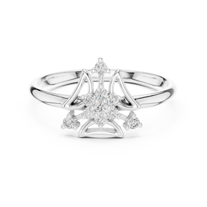 Anillo de oro amarillo macizo de 14k para mujer, con diamante de corte redondo minimalista inspirado en una corona, para compromiso o aniversario. - Product Image 5