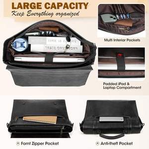 Sac d'affaires en cuir véritable pour ordinateur portable, mallette de travail professionnelle, sacoche de voyage, vente en gros, usine OEM - Product Image 6