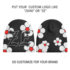 Gorro de Punto Acanalado Premium de 220 GSM, Tela de Poliéster Suave, Logotipo con Estampado de Flores Personalizado, Gorro de Invierno para Uso Diario - Product Image 1