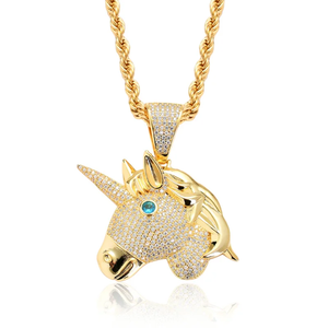 Collar de hombre con diamantes de imitación, circonita cúbica, estilo Hip Hop, colgante de ojos de ágata y animales, dije de bestia salvaje, oro, plata, moissanita - Product Image 6