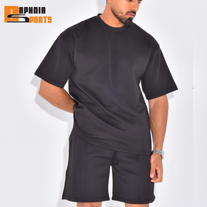 Custom Logo Summer Sportswear 2-Piece Suits T-Shirt Short Tracksuits Men Running 100% Cotton Breathable <b>Knitted</b> Men <b>Set</b> - Product Image 1