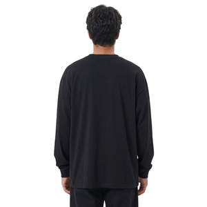 Camisetas de manga larga para hombre, de corte holgado, estilo streetwear, color negro intenso, con tipografía 'Make It Happen', de algodón, con cuello redondo - Product Image 2