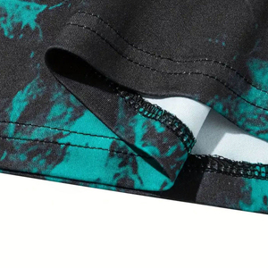 <b>Men's</b> Oversized <b>Tie</b>-Dye Knitted T-Shirt Short Sleeve O-Neck Quick Dry Street Style With Pattern Green <b>Black</b> Design - Product Image 6