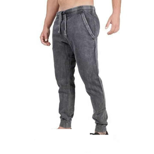 High Quality Custom Logo Fleece Joggers Acid Wash Straight Casual Men's Pants Washed 100% Cotton Quick-Drying Breathable - Product Image 1