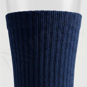 Crew <b>Socks</b> Solid Navy Blue Knitted Breathable Regular Style Adult Casual Daily Wear - Product Image 4