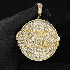 Collier personnalisé avec symbole Hip Hop, lettres gravées, pendentifs et breloques en CZ glacé, bijoux de luxe, bijoux streetwear pour hommes - Product Image 2
