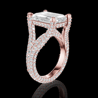 Cincin Tunangan Wanita Berlian Potongan Brilian Buatan Laboratorium Aurum Diam Warna E Bersertifikat EGL Model Mewah Berlapis Perak 925 AURG-144