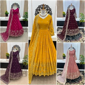 Vestido Largo Anarkali de Alta Costura para Fiesta, Diseño Premium, Georgette Sintética con Bordado y Lentejuelas, Personalizable para Mujer - Product Image 4