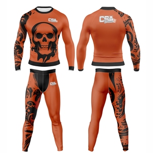Ensemble de rashguard personnalisé imprimé numériquement pour BJJ, MMA et lutte, vente en gros directe d'usine, combinaison de compression respirante pour hommes - Product Image 1