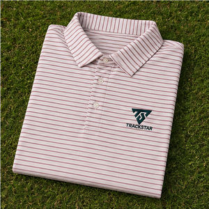เสื้อโปโลผู้ชาย Trackstar สีขาวลายทางบาง แขนสั้น คอปกติดกระดุม เสื้อกอล์ฟลำลอง สกรีนโลโก้ได้ - Product Image 6