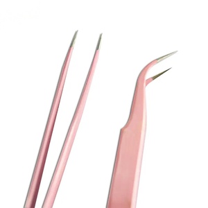 แหนบสแตนเลสสีชมพู ทนทาน ขนาด 10 มม. ปลายหยัก สำหรับต่อขนตาปลอม - Product Image 4