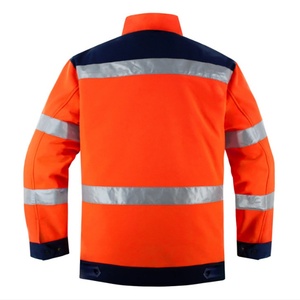 ชุดแจ็คเก็ตและกางเกงสีส้มนีออนกันน้ำ พร้อมแถบสะท้อนแสงสำหรับความปลอดภัยในการทำงานกลางคืน รับผลิตตามแบบ พร้อมสกรีนโลโก้ตามสั่ง - Product Image 3