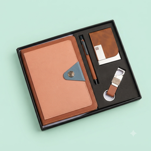 Aurelux - Juego de Regalo Corporativo de Lujo Ejecutivo, Cuaderno Naranja de Yute, Bolígrafo, Llavero, Tarjetero, Canasta de Bienvenida para Empleados 192 - Product Image 4