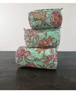 Colorful Bohemian Geometric Pattern Cosmetic Bag <b>Medium</b> <b>Size</b> Textile Makeup Organizer with Secure Zipper Closure for Daily Use - Product Image 1