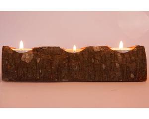 Support à bougies en bois naturel fabriqué à la main avec trois trous, pour bougies chauffe-plat, décoration d'intérieur, au meilleur prix. - Product Image 1
