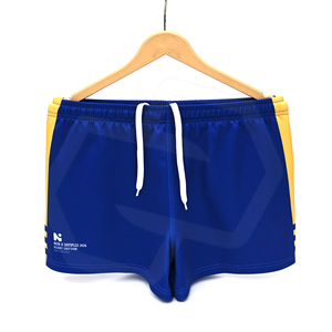 Pantalones Cortos de Rugby Azules para Hombre con Paneles Laterales Amarillos, Transpirables, de Poliéster, el Mejor Uniforme Deportivo, Venta Directa de Fábrica, Nueva Llegada - Product Image 1