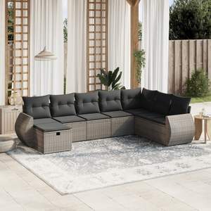 Grand ensemble de canapés de jardin modulaires en polyrotin gris et acier, mobilier d'extérieur de qualité supérieure - Product Image 1