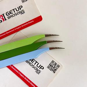 Nouvelles pinces à cils GETUP BROSONS IMPEX ultra-légères à pointe creuse découpée, anti-magnétiques, à pointe lisse, en acier inoxydable de qualité supérieure - Product Image 5