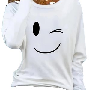 Women's 100% Cotton Long-Sleeved Regular Fit Knitted <b>Plain</b> Dyed T-Shirt Eco-Friendly <b>White</b> Tops Solid Breathable Anti-Wrinkle - Product Image 1