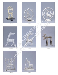 Handmade Silver Reindeer Sculpture Christmas Holiday Gift Decoration Tabletop Decoration Metal & Wood Multi-Color Options - Product Image 6