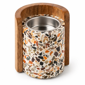 DECORYUG Brûleur en résine artisanal avec support en bois, design terrazzo, personnalisable, toutes saisons, vente en gros, OEM, ODM - Product Image 1