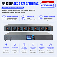 Commutateur de transfert statique monophasé STS ATS 5ms IEC C19 avec surveillance de branche par verrouillage, plateforme cloud SNMP MQTT pour bâtiments intelligents