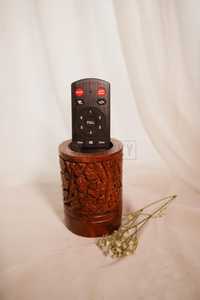 Porte-stylos en bois, organisateur de bureau, design floral sculpté rond, support de rangement à un seul niveau pour usage de bureau - Product Image 4