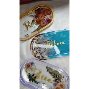 Bandejas de Almacenamiento de Resina Hechas a Mano, Elegantes Formas Ovaladas y Redondas para Servir Bebidas - Product Image 3