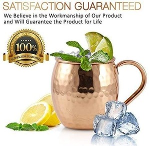 Copper Mugs Set of 4 with Hammered Finish and Straws Vintage Drinkware for Home <b>Kitchen</b> Use - Product Image 3