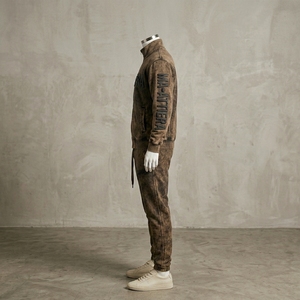 Conjunto Deportivo para Hombre, Color Marrón Oliva, Lavado Ácido, con Cierre, Sudadera Bordada, Pantalones Jogger, Ropa Deportiva, Informal - Product Image 4