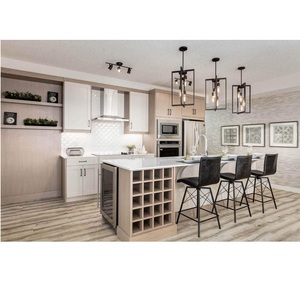 Meubles de cuisine contemporains sur mesure CANA, couleur blanc crème, prix usine, avec hotte de ventilation à lattes intégrée, armoire de rangement modulaire personnalisée - Product Image 3
