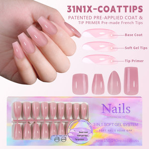 Uñas Postizas Francesas Cuadradas Color <span class=keywords><strong>Nude</strong></span>, Sin Costuras, de ABS, Cobertura Total, Desmontables, 5 Colores, 150 Piezas, para Uso en Salón - Product Image 2