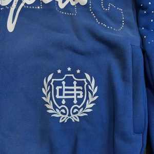 Sweat-shirt surdimensionné personnalisé OEM avec logo en strass, en polaire, écologique, polyester/coton 240g, délavé à l'acide, effet soleil éclairé, pour homme - Product Image 3