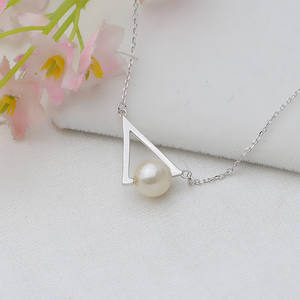 Collier en argent S925 avec perle triangulaire traversante, plateau vide pour 5-6 perles, accessoires tendance pour bricolage, pendentifs de mode - Product Image 2